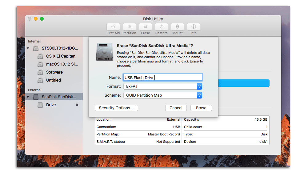 format usb flash drive to ntfs on mac